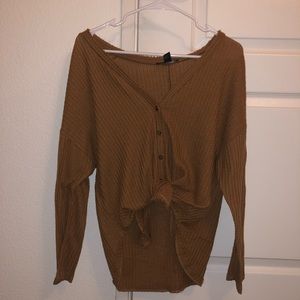 Brown knot waffle long sleeve